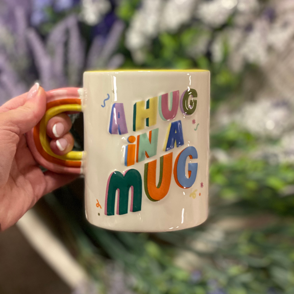 RASPBERRY BLOSSOM 3 D LETTER MUG - HUG IN A MUG