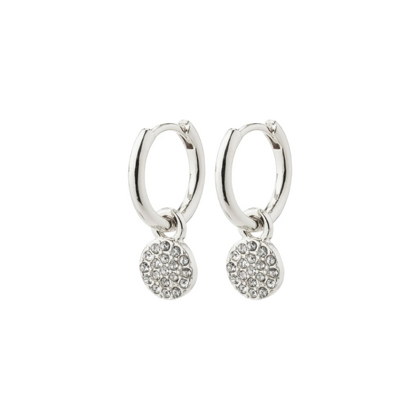 PILGRIM - CHAYENNE recycled crystal hoop earrings silver-plated