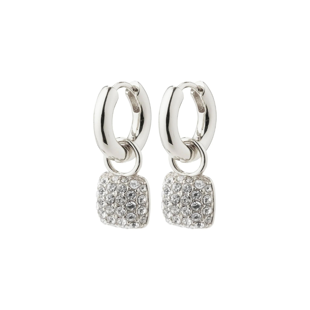 PILGRIM - CINDY recycled crystal hoop earrings silver-plated