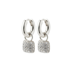 PILGRIM - CINDY recycled crystal hoop earrings silver-plated