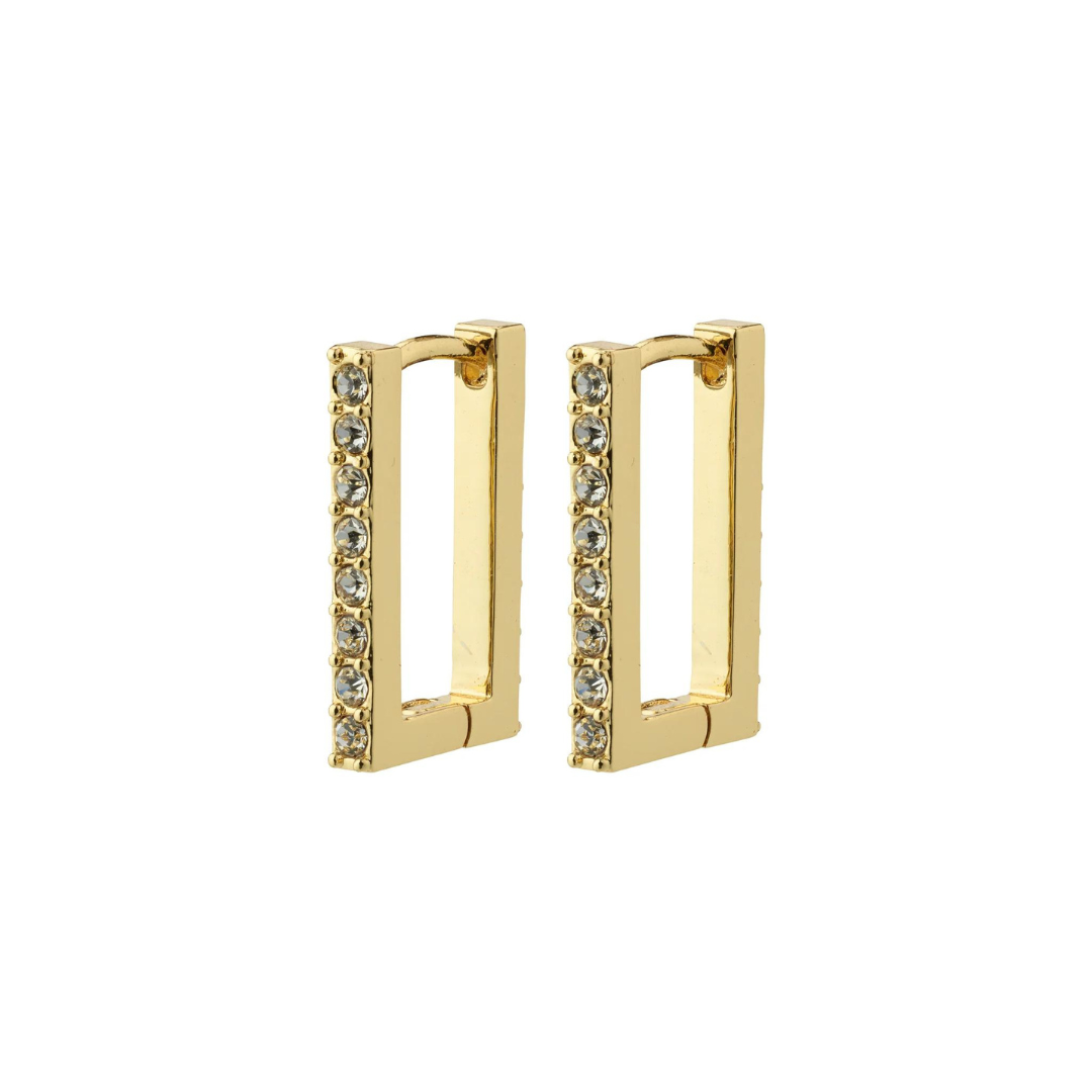 PILGRIM - COBY recycled crystal square hoop earrings gold-plated