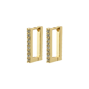 PILGRIM - COBY recycled crystal square hoop earrings gold-plated