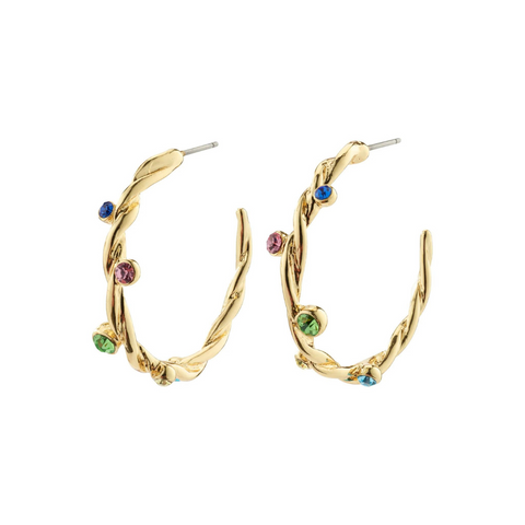 PILGRIM - HARLEY recycled large twirl hoop earrings gold-plated