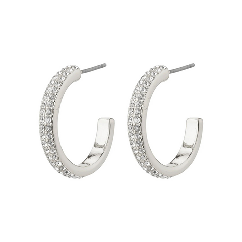 PILGRIM - HEAT recycled crystal hoop earrings silver-plated