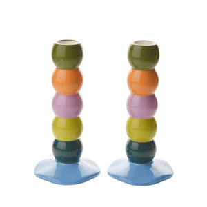 RASPBERRY BLOSSOM SET OF 2 CANDLE STICKS