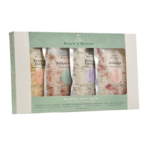 Aroma Home Inner Balance Renew & Restore Bath Salts 4 Pack Set